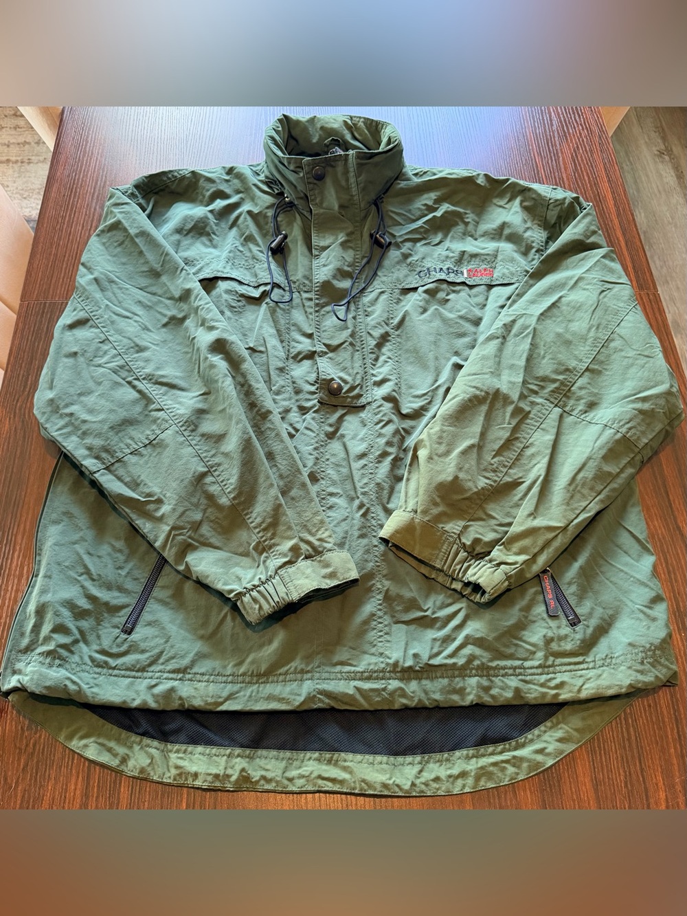 Chaps Ralph Lauren Mens Vintage 90s Anorak Jacket Sun Faded Olive Green Size L